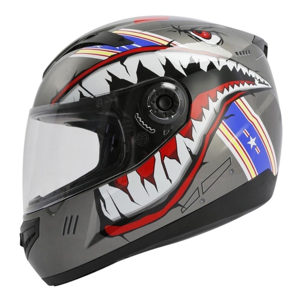 Tcmt Gray Shark Youth Kids Dot Full Face Motorcycle Helmet | New!!